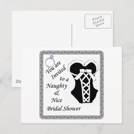 vrijgezellenfeest uitnodigen - Naughty & Nice zwar Uitnodiging Briefkaart (Voorkant / Achterkant)