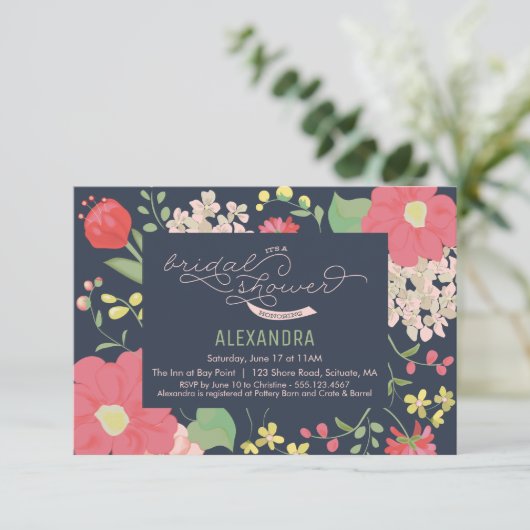 Vrijgezellenfeest Uitnodigen - Tuin, Bloemen, Eleg Kaart (Staand voorkant)