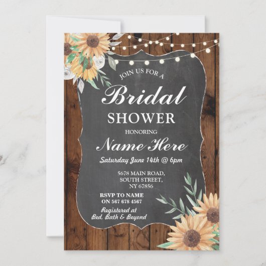 Vrijgezellenfeest Uitnodigen Zonnebloem Hout Bloem Kaart (Voorkant)