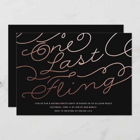VRIJGEZELLENFEEST UITNODIGING // een laatste fling (Voorkant / Achterkant)