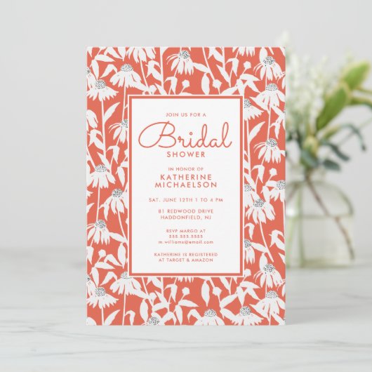 VRIJGEZELLENFEEST | Uitnodiging Oranje Daisy Garde (Staand voorkant)