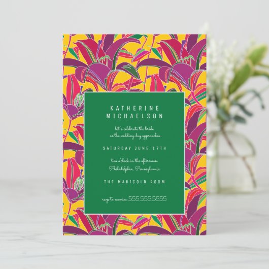 VRIJGEZELLENFEEST | Uitnodiging voor Paarse tijger (Staand voorkant)