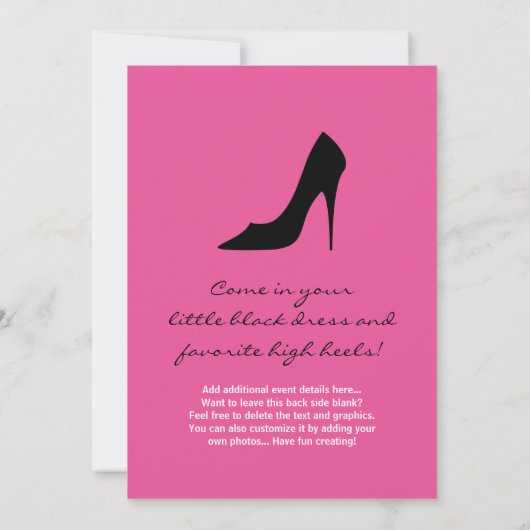 Vrijgezellenfeest uitnodigingen, kleine zwarte jur kaart (Achterkant)