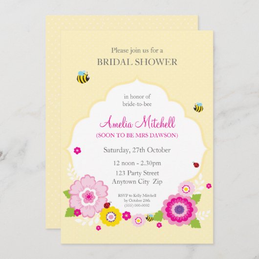 VRIJGEZELLENFEEST UITNODIGT :: tuin thema 1 Kaart (Voorkant / Achterkant)