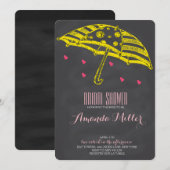Vrijgezellenfeest Umbrella Chalkboard Uitnodiginge Kaart (Voorkant / Achterkant)