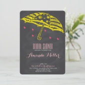 Vrijgezellenfeest Umbrella Chalkboard Uitnodiginge Kaart (Staand voorkant)