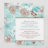 Vrijgezellenfeest van Aqua en bruine Floral Kaart (Voorkant / Achterkant)