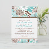 Vrijgezellenfeest van Aqua en bruine Floral Kaart (Staand voorkant)