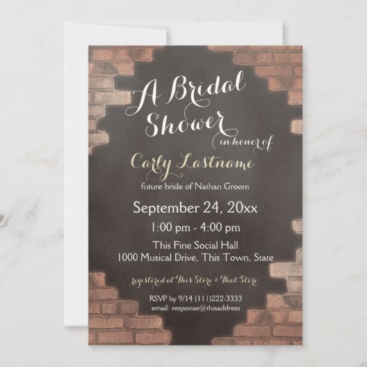 Vrijgezellenfeest van baksteen en leisteen kaart (Voorkant)