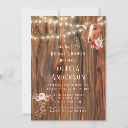 Vrijgezellenfeest van Barn Wood Lights Boots Horse Kaart (Voorkant)