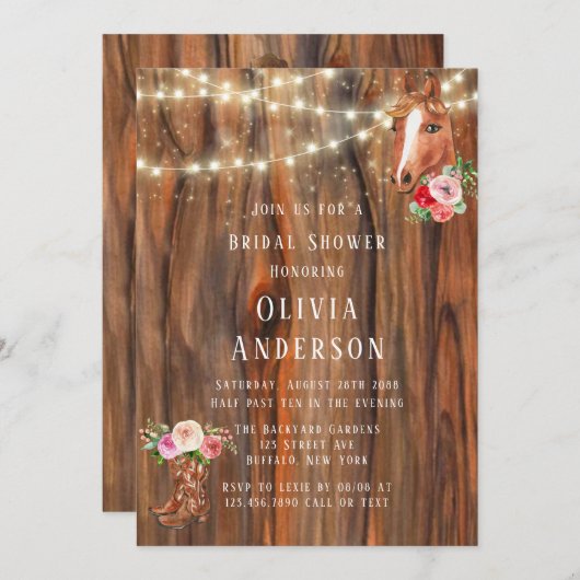 Vrijgezellenfeest van Barn Wood Lights Boots Horse Kaart (Voorkant / Achterkant)