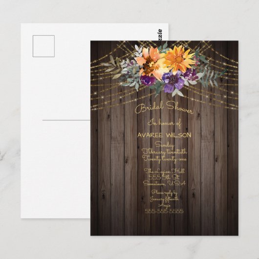 Vrijgezellenfeest van Barnboard String Lights Sunf Briefkaart (Voorkant / Achterkant)