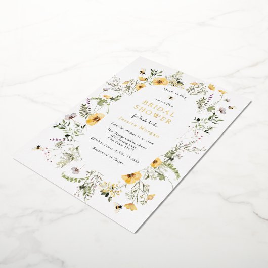 Vrijgezellenfeest van bijen en fijne wilde bloemen folie uitnodiging (Gedraaid)