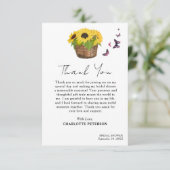 Vrijgezellenfeest van bittere geelzonnebloemen bedankkaart (Staand voorkant)