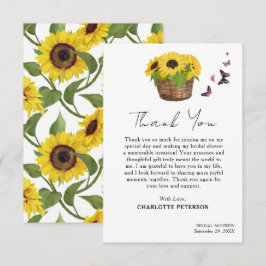 Vrijgezellenfeest van bittere geelzonnebloemen bedankkaart