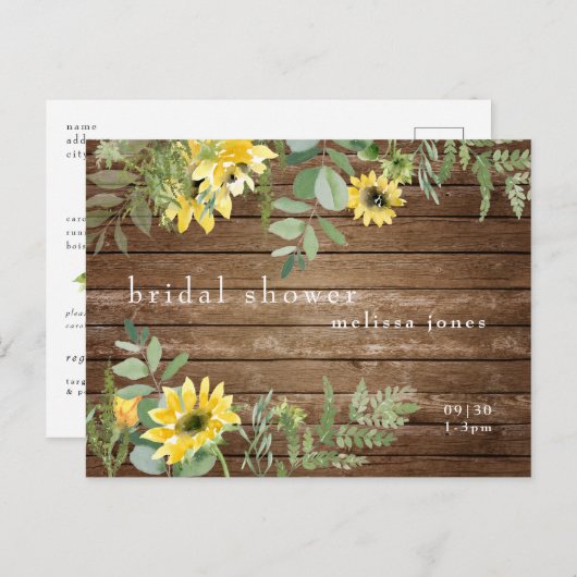 Vrijgezellenfeest van bittere zonnebloemen in de v uitnodiging briefkaart (Voorkant / Achterkant)