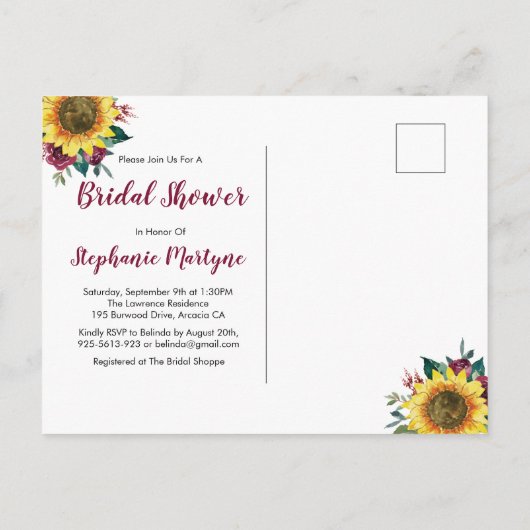 Vrijgezellenfeest van bittere zonnebloemen uitnodiging briefkaart (Achterkant)