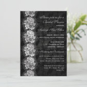 Vrijgezellenfeest van Black en Silver Floral Lace Kaart (Staand voorkant)