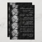 Vrijgezellenfeest van Black en Silver Floral Lace Kaart (Voorkant / Achterkant)