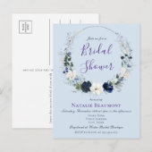 Vrijgezellenfeest van blauwe botanische flora uitnodiging briefkaart (Voorkant / Achterkant)