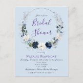 Vrijgezellenfeest van blauwe botanische flora uitnodiging briefkaart (Voorkant)