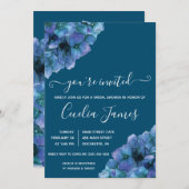 Vrijgezellenfeest van blauwe en Paarse hydrangea Kaart (Voorkant / Achterkant)