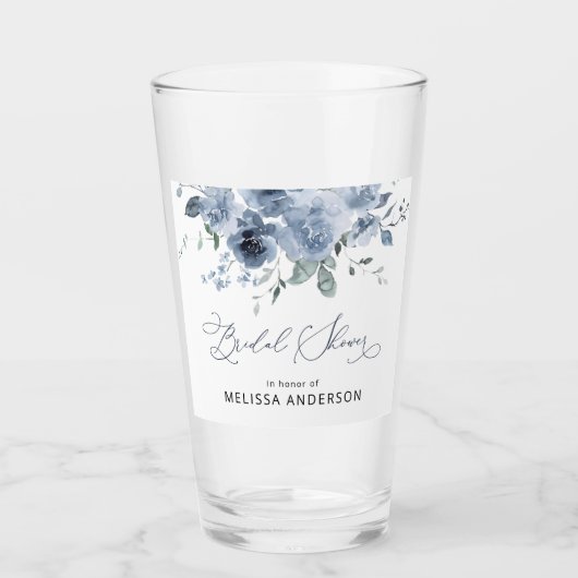 Vrijgezellenfeest van blauwe en witte Floral Drink Glas (Voorkant)