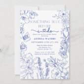 Vrijgezellenfeest van blauwe en witte Floral Kaart (Voorkant)