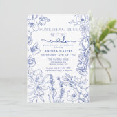 Vrijgezellenfeest van blauwe en witte Floral Kaart (Staand voorkant)