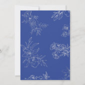 Vrijgezellenfeest van blauwe en witte Floral Kaart (Achterkant)