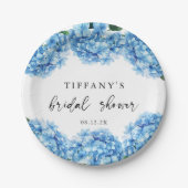 Vrijgezellenfeest van blauwe hydrangea Floral Papieren Bordje (Voorkant)