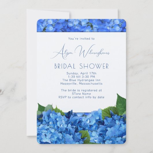 Vrijgezellenfeest van blauwe hydrangea kaart (Voorkant)