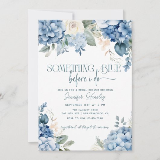 Vrijgezellenfeest van blauwe hydrangea kaart (Voorkant)