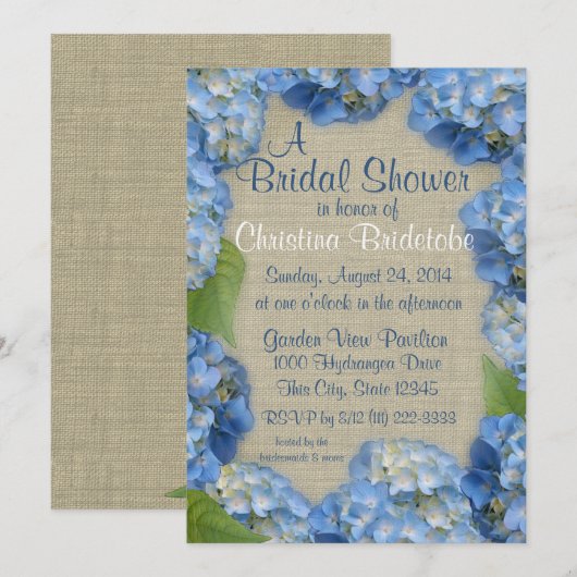 Vrijgezellenfeest van blauwe hydrangea kaart (Voorkant / Achterkant)