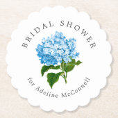 Vrijgezellenfeest van blauwe hydrangea kartonnen onderzetters (Voorkant)