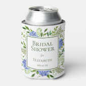 Vrijgezellenfeest van blauwe hydrangeas blikjeskoeler (Blikje Voorkant)