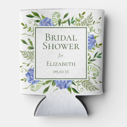 Vrijgezellenfeest van blauwe hydrangeas blikjeskoeler (Voorkant)