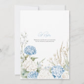 Vrijgezellenfeest van blauwe hydrangeas kaart (Achterkant)