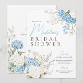 Vrijgezellenfeest van blauwe hydrangeas kaart (Voorkant / Achterkant)