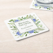 Vrijgezellenfeest van blauwe hydrangeas kartonnen onderzetters (Schuin)