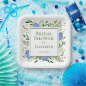 Vrijgezellenfeest van blauwe hydrangeas papieren bordje (Feest)