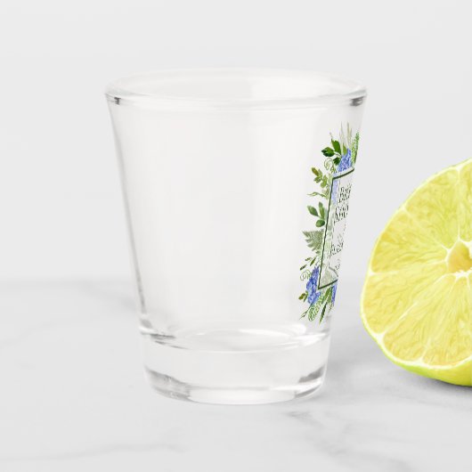 Vrijgezellenfeest van blauwe hydrangeas shot glas (Links)