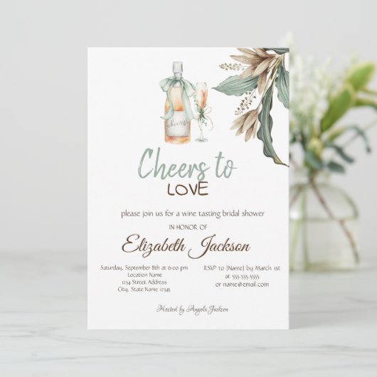 Vrijgezellenfeest van  bloemen voor wijnbereiding kaart (Staand voorkant)