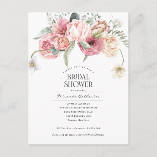 Vrijgezellenfeest van bloemetjes van gemiddelde bo uitnodiging briefkaart (Voorkant)