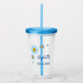 Vrijgezellenfeest van Blue Daisies Floral Acryl Drinkbeker (Voorkant)