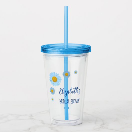 Vrijgezellenfeest van Blue Daisies Floral Acryl Drinkbeker (Voorkant)