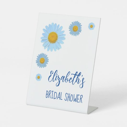 Vrijgezellenfeest van Blue Daisies Floral Reclamebord Met Voetstuk (Voorkant)