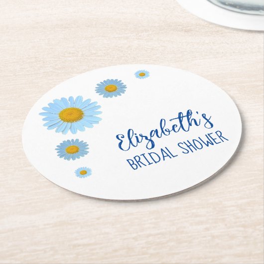 Vrijgezellenfeest van Blue Daisies Floral Ronde Kartonnen Onderzetter (Gebogen)