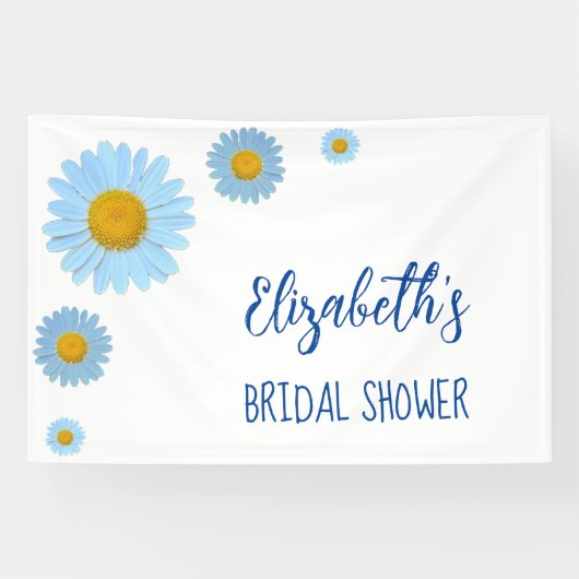 Vrijgezellenfeest van Blue Daisies Floral Spandoek (Horizontaal)