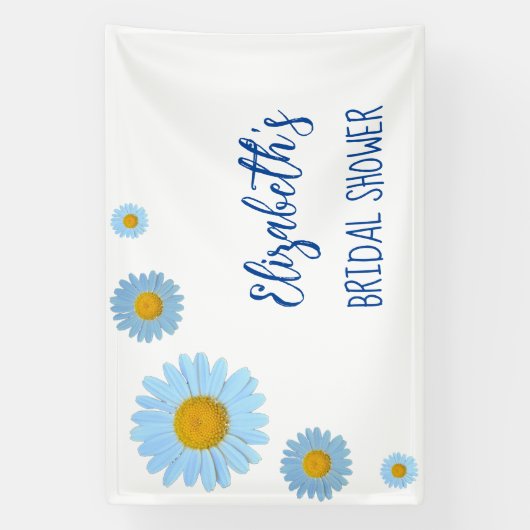 Vrijgezellenfeest van Blue Daisies Floral Spandoek (Verticaal)